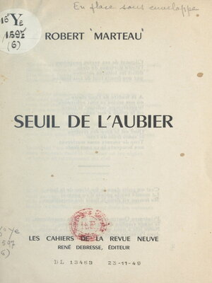 cover image of Seuil de l'aubier